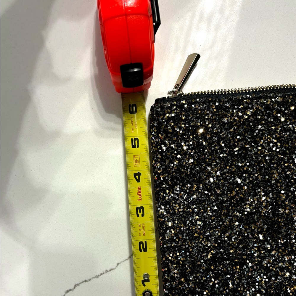 Express Black/Gold Glitter clutch with Gold link chain